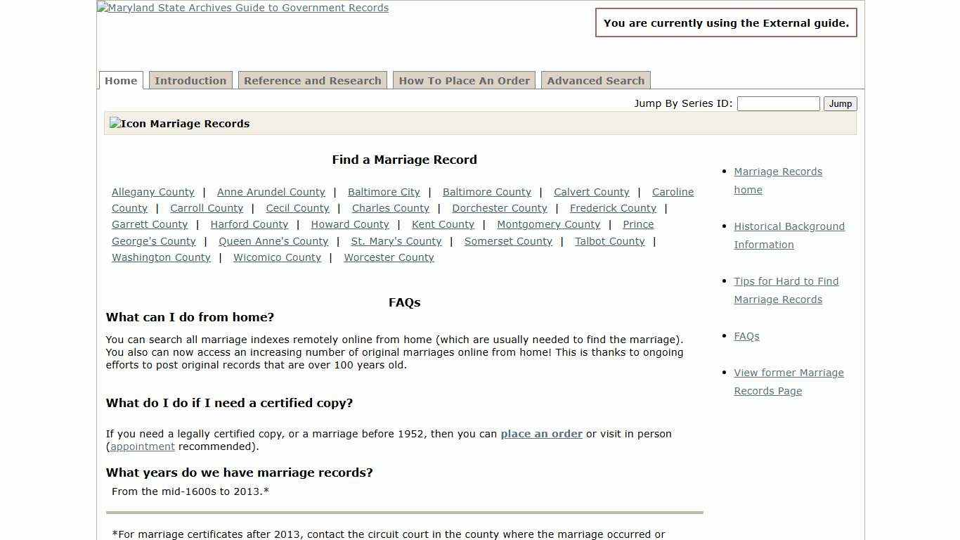 Maryland State Archives - Guide to Government Records