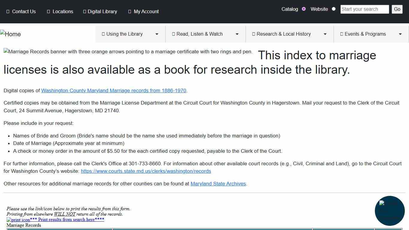 Marriage Records | Washington County Free Library
