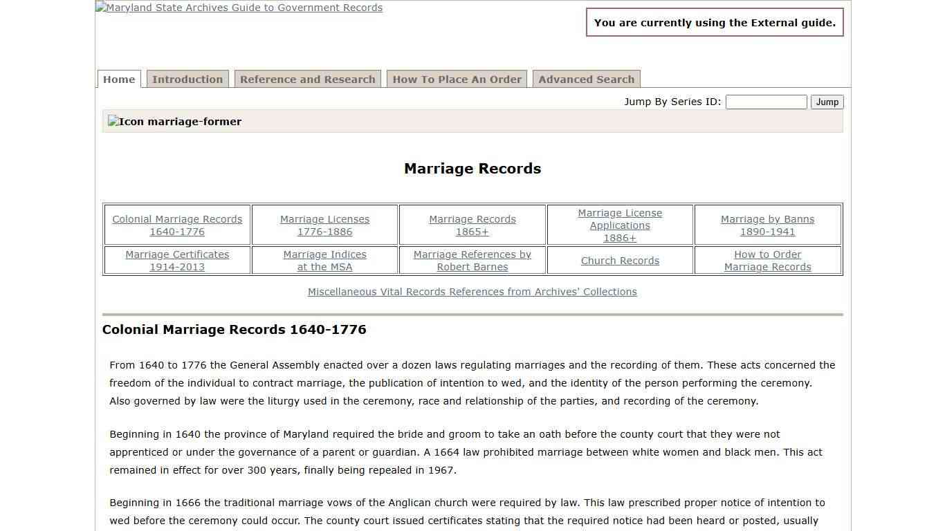 Maryland State Archives - Guide to Government Records